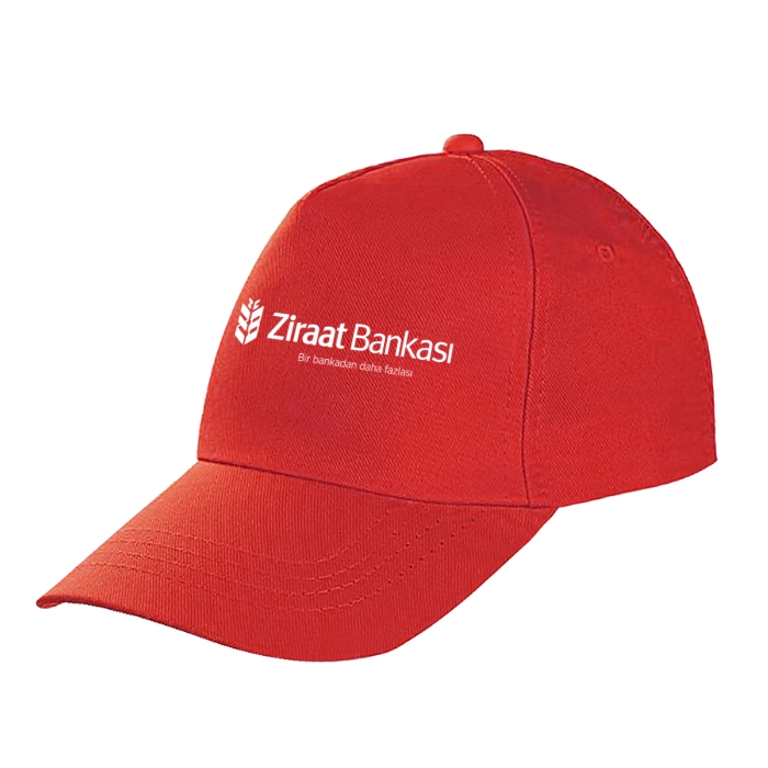 Promosyon Şapka - Kırmızı Renk 5 Panel Promosyon Şapka