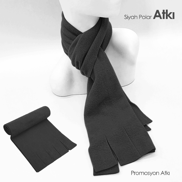 Promosyon Siyah Polar Atkı - Uygun Fiyatlı Kış Promosyon Ürünü Polar Atkı