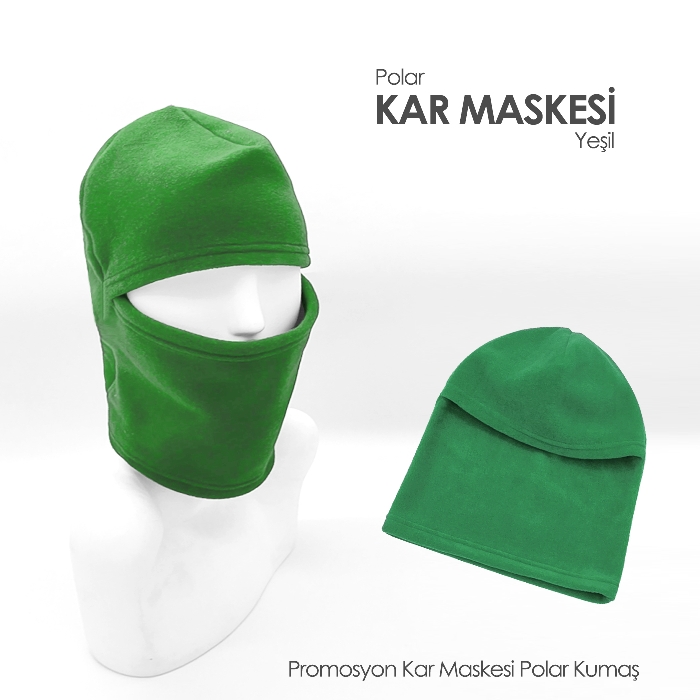 Promosyon Yeşil Kar Maskesi - Kış Promosyonu Boyunluklu Kar Maskesi